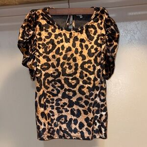 TCEC Leopard Print Blouse - Black and Brown